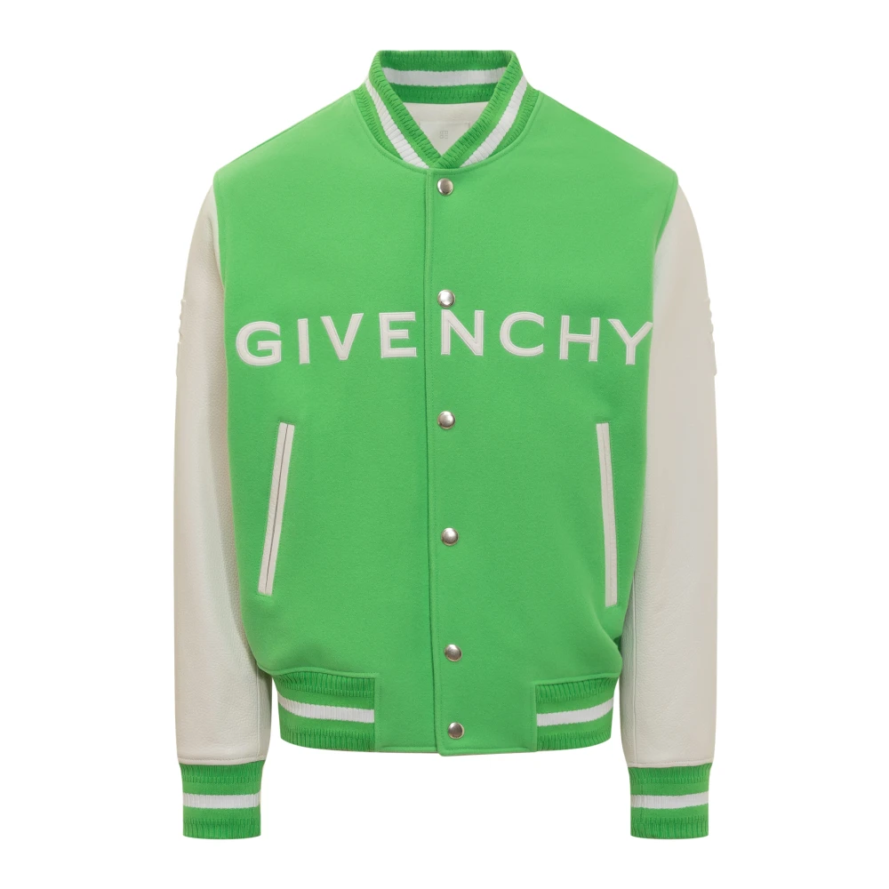 Givenchy Varsity Wool Grain Jas Green Heren