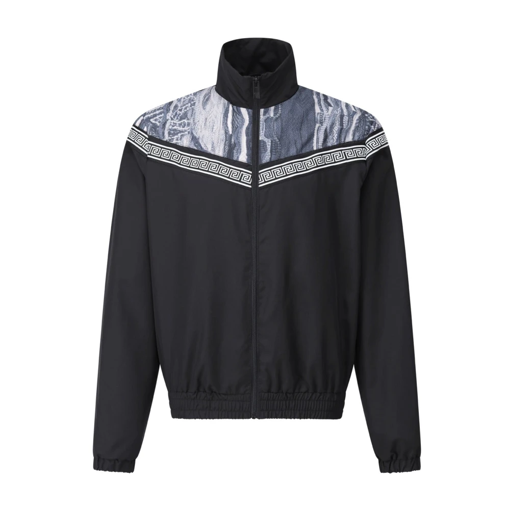 Carlo colucci Sportieve Logo Jas met Hoge Kraag Black Heren