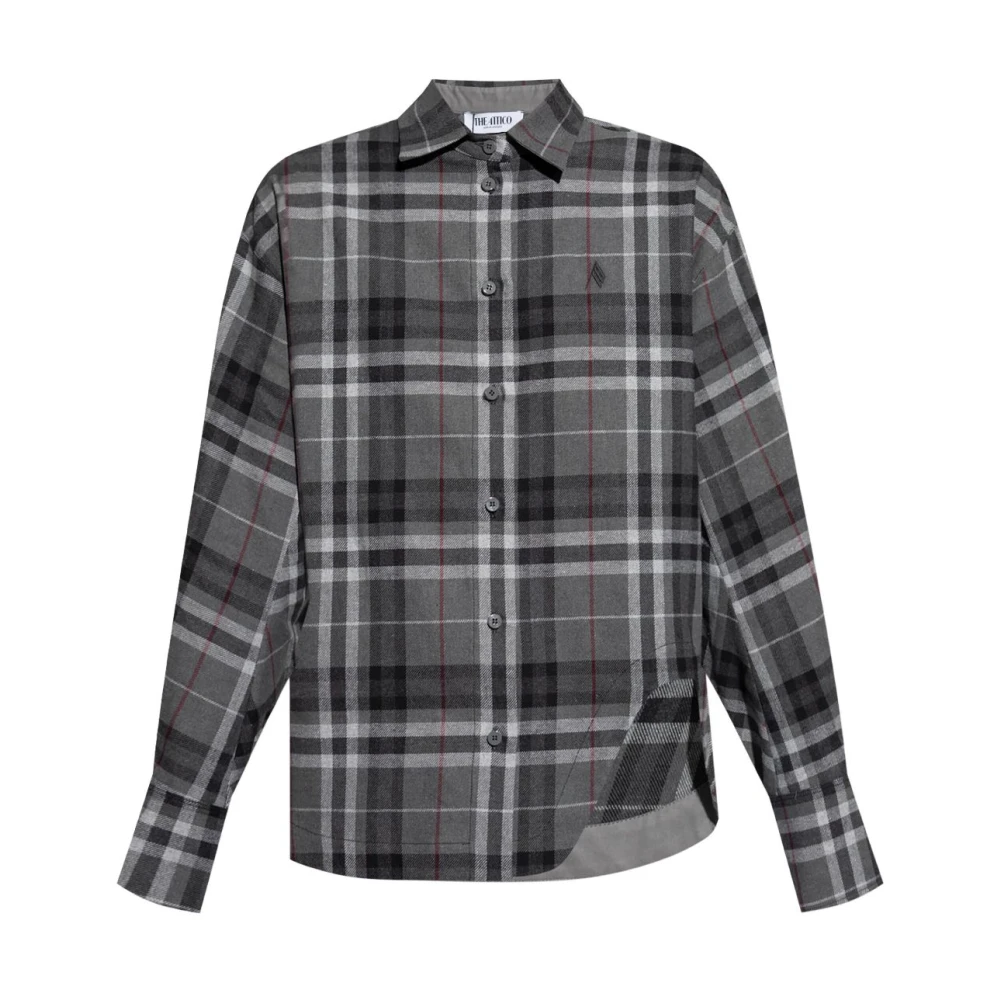 The Attico Geruite patroon klokmouw katoenen overhemd Gray Dames