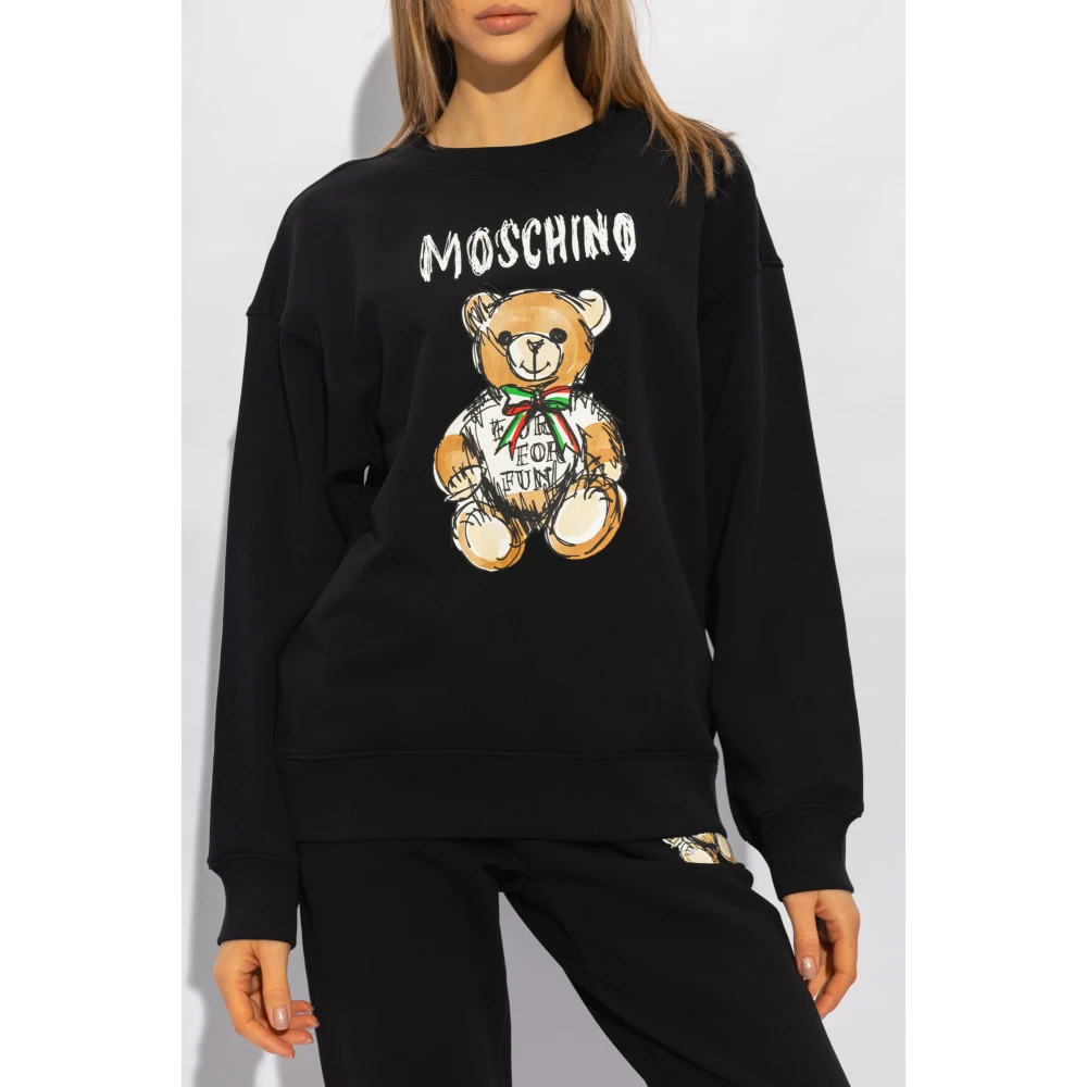 Moschino Sweatshirt met logo Black Dames