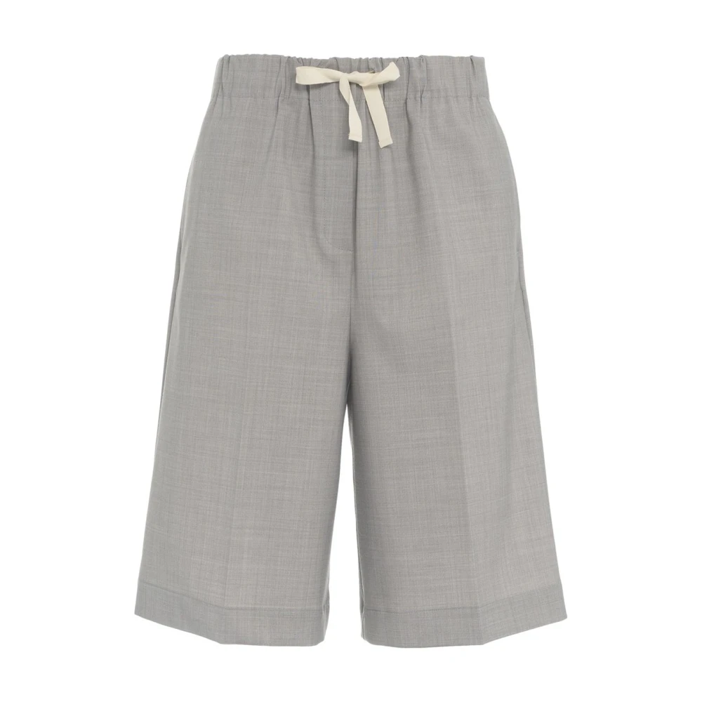 Semicouture Luxe Grijze Bermuda's Elastische Tailleband Gray Dames