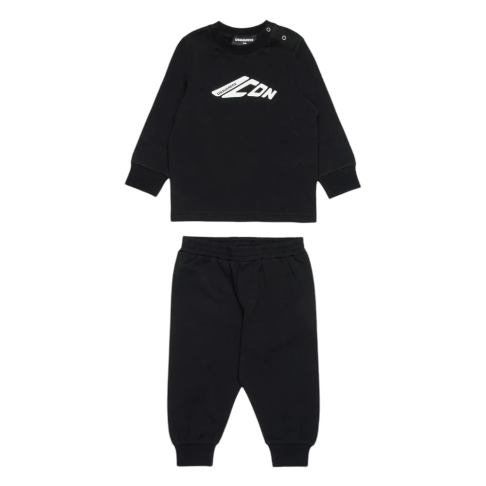 Dsquared2 Boys Black Cotton Sweatshirt And Trousers Set - Kids Sport Sets - 12 M - Kids