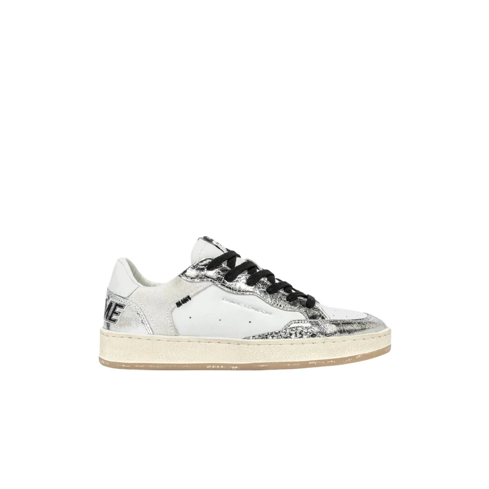 Crime London Women's White Sneakers,, Silver Suede Trainers With Leather Size 6 Uk