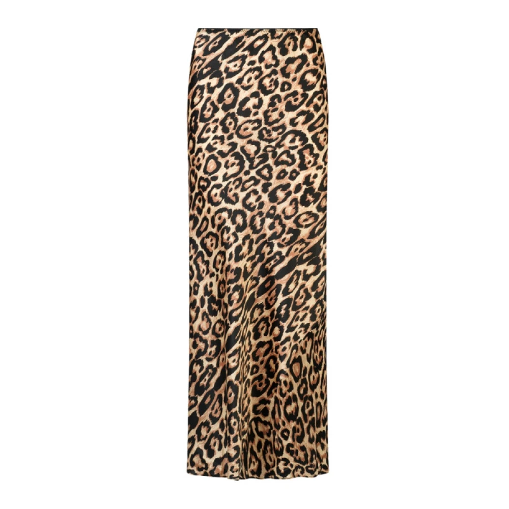Mes Demoiselles Luipaardprint Lange Zijden Rok Brown Dames