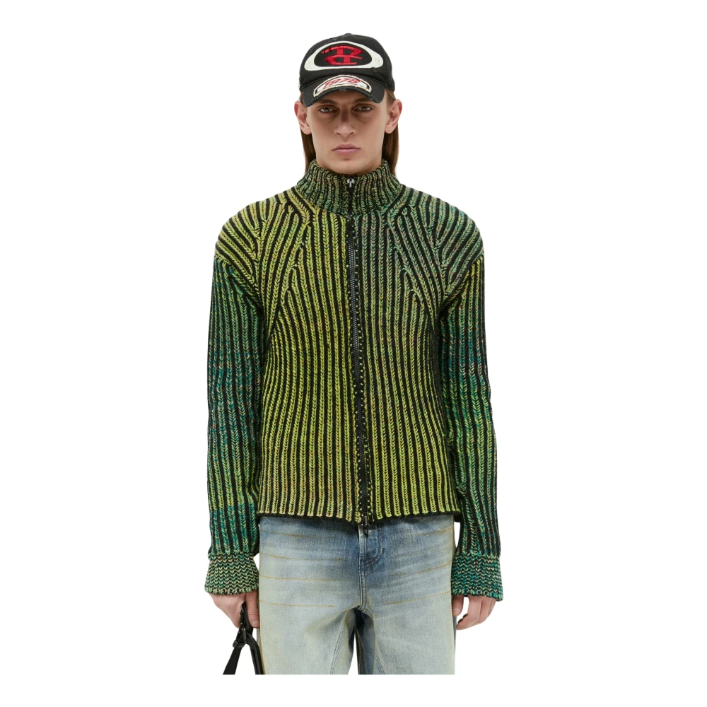 Diesel Gemêleerde Ribgebreide Vest Green Dames