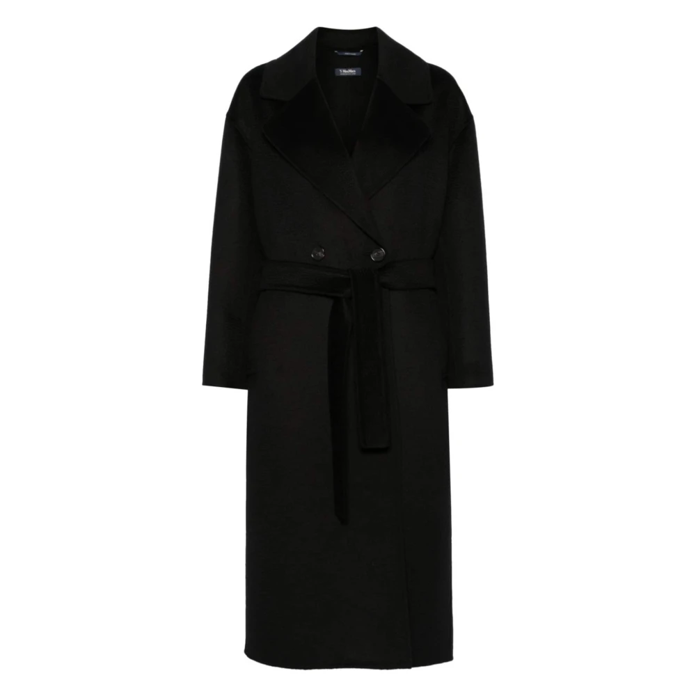 Max Mara Zwarte wollen jas met dubbele rij knopen Black Dames