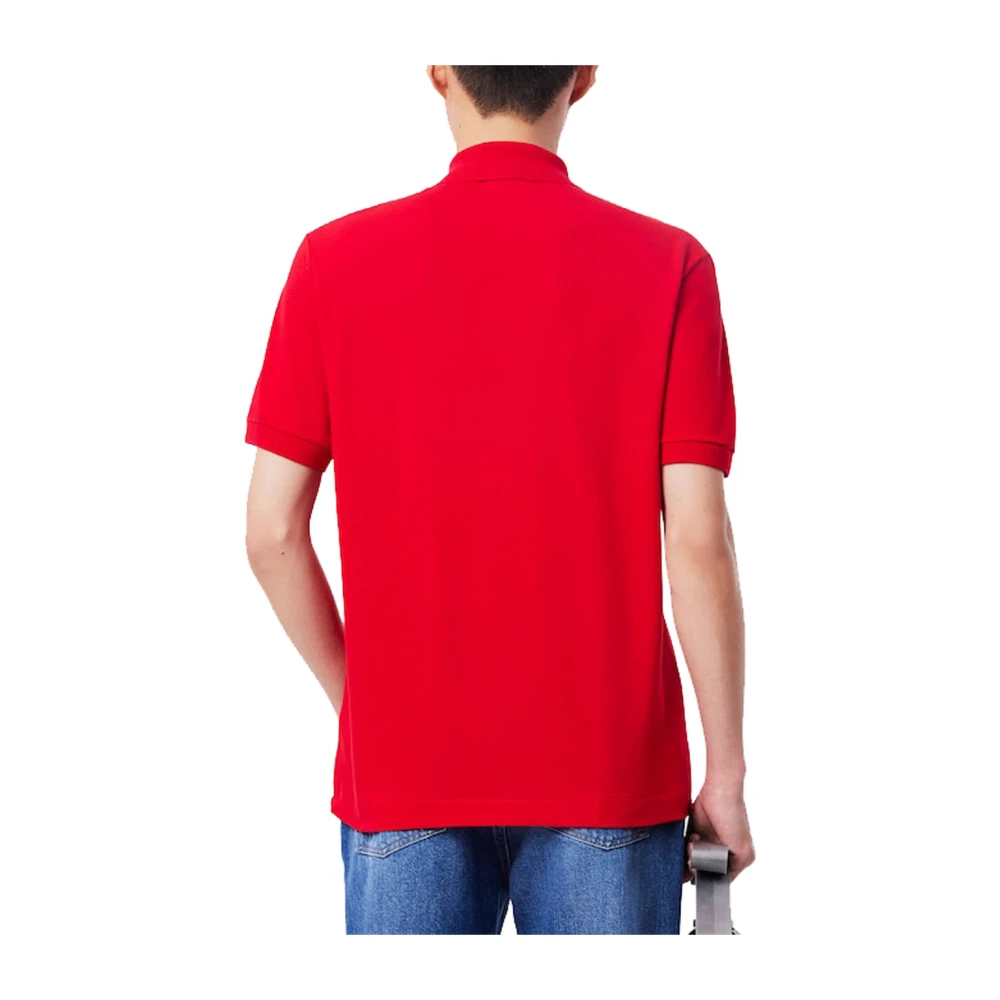 Lacoste Gebreide Kraag Polo Shirt Red Heren