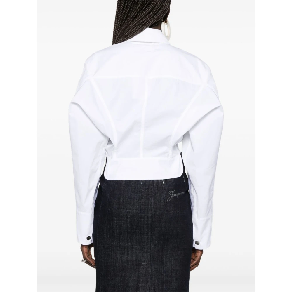 Jacquemus Witte Front Zip Shirt Korte Stijl White Dames