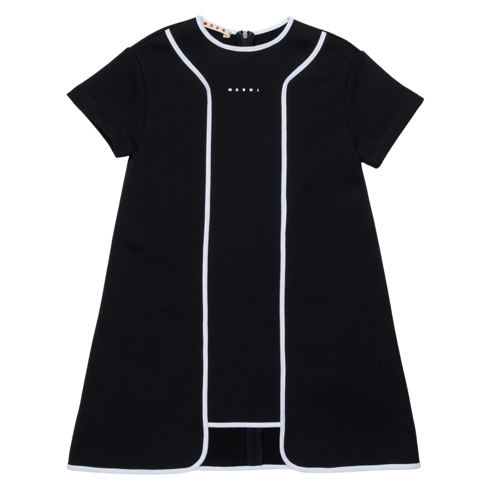 Marni Girls Black Dresses, 12 Y, Cotton Logo Print Dress