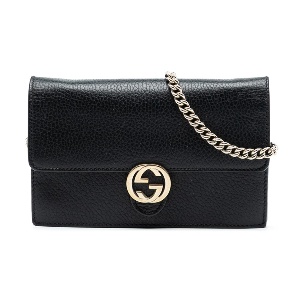 Gucci Vintage Women's Black Pre-Owned Chain Wallet