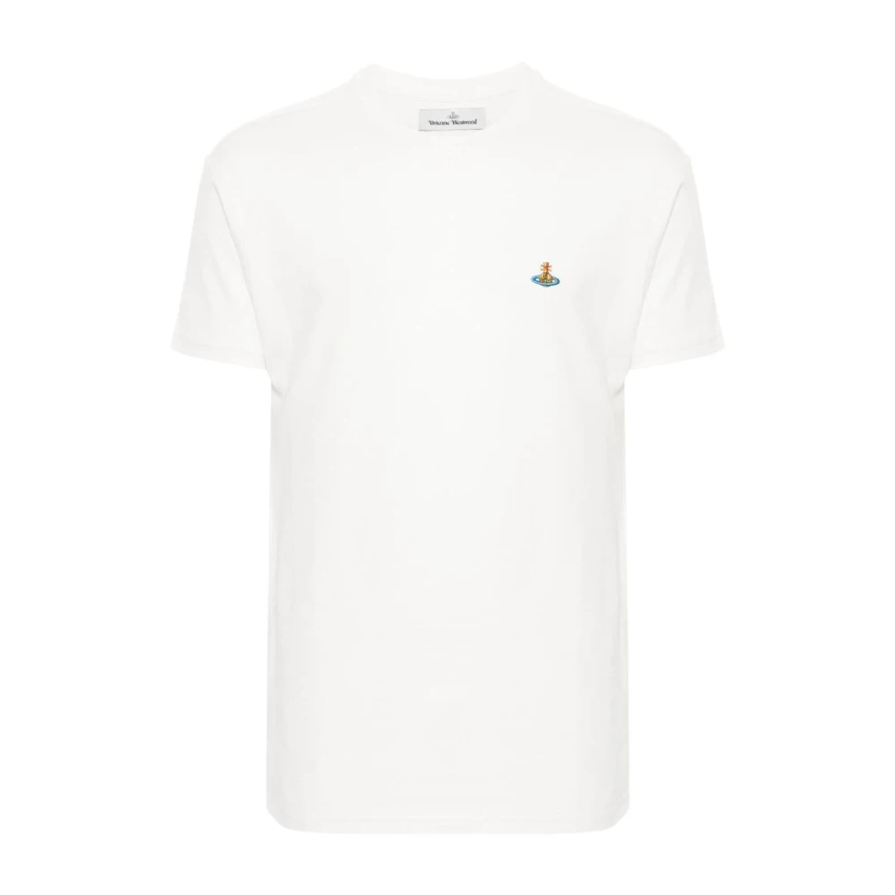 Vivienne Westwood Vit Bomull Jersey Orb Logo T-shirt White, Herr