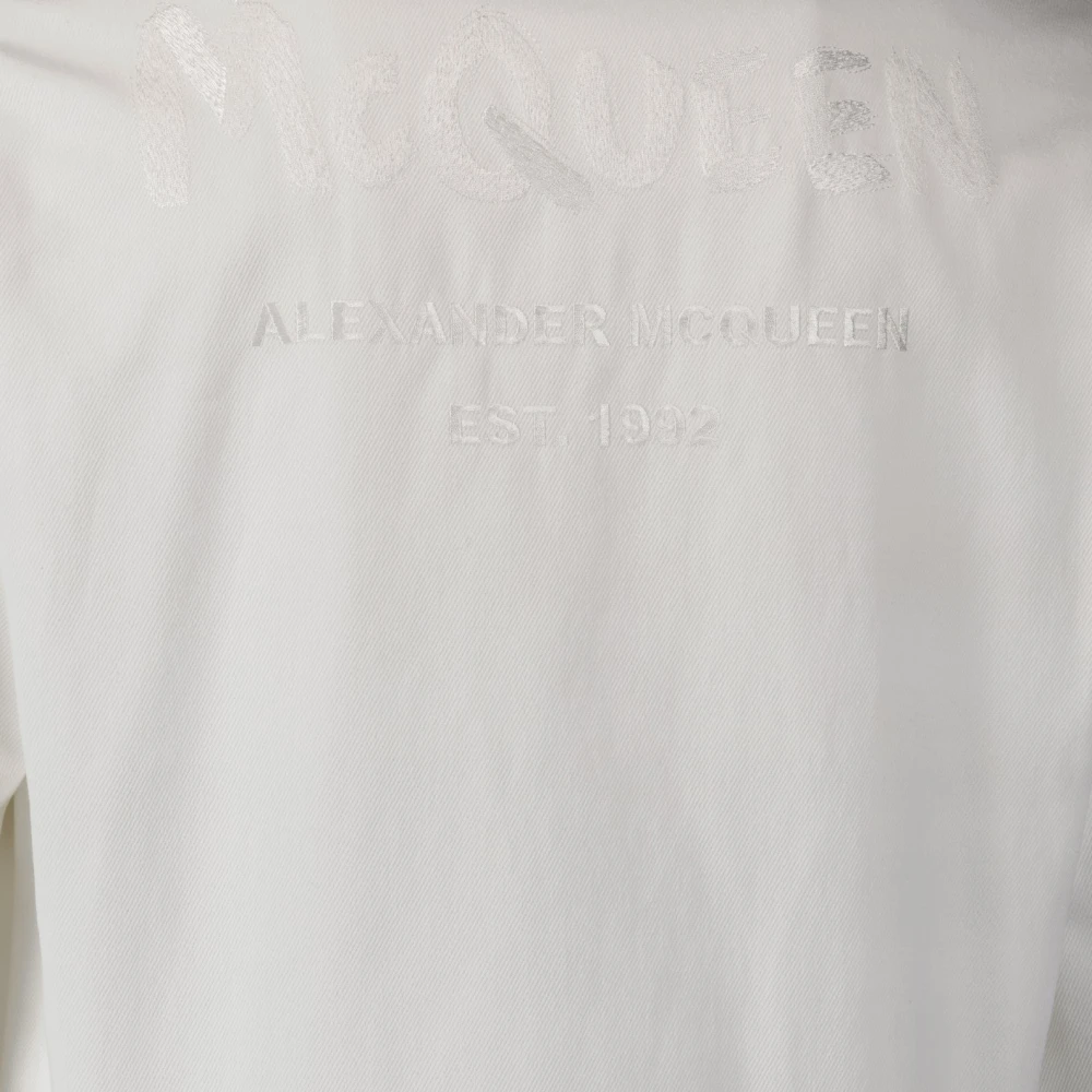 alexander mcqueen Denimjack met klassieke kraag en geborduurd logo White Heren