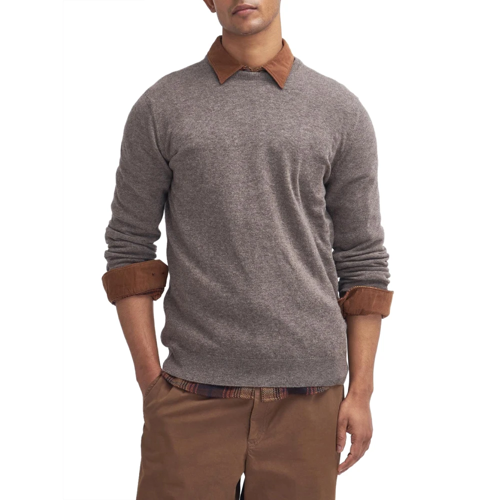 Barbour Essential Crew Neck Sweaters Gray Heren