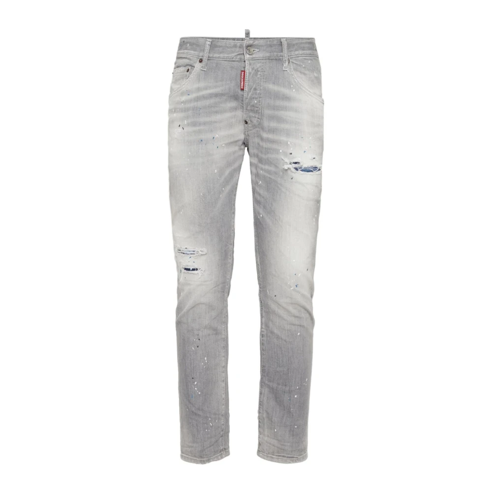 Dsquared2 Grijze Distressed Skinny Jeans Gray Heren