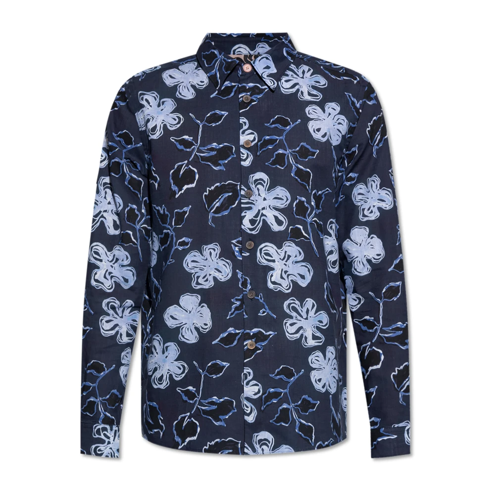 PS By Paul Smith Overhemd met bloemenpatroon Blue Heren