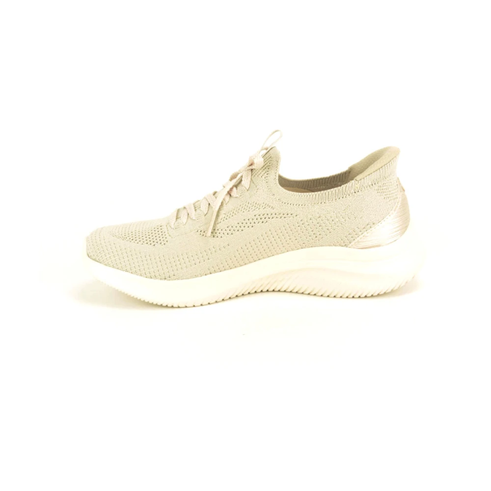 Skechers Fijn Lycra Slip-in Dames Schoenen Beige