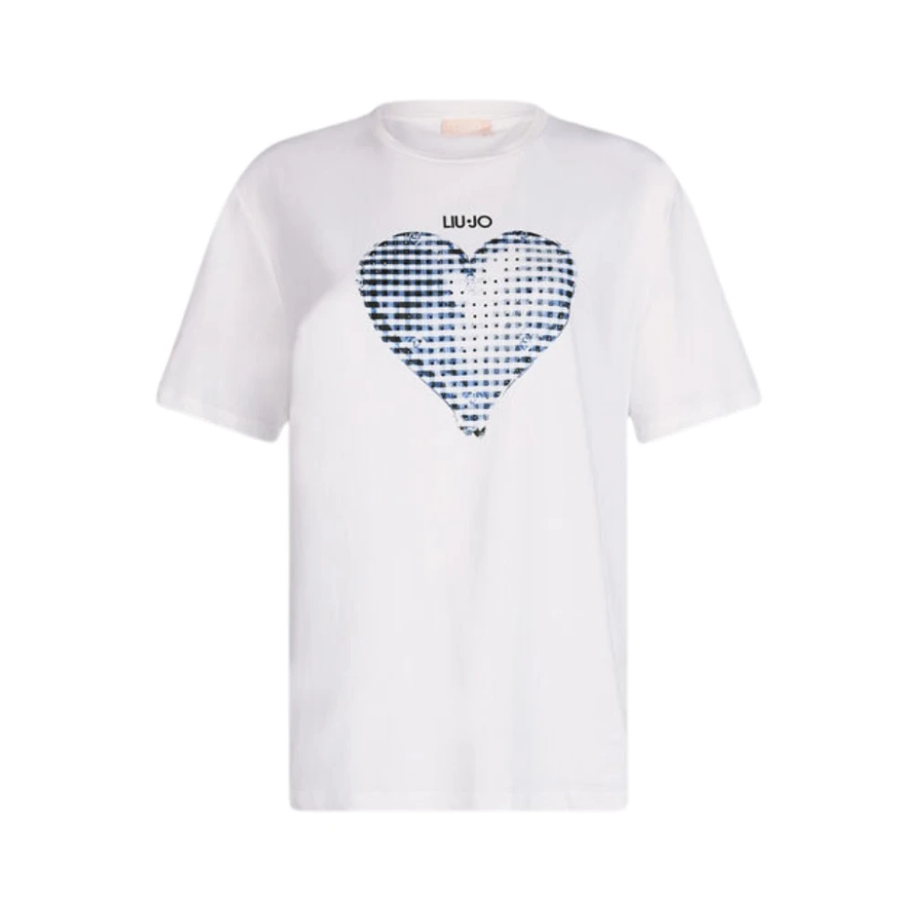 Liu Jo Hartprint katoenen T-shirt White Dames