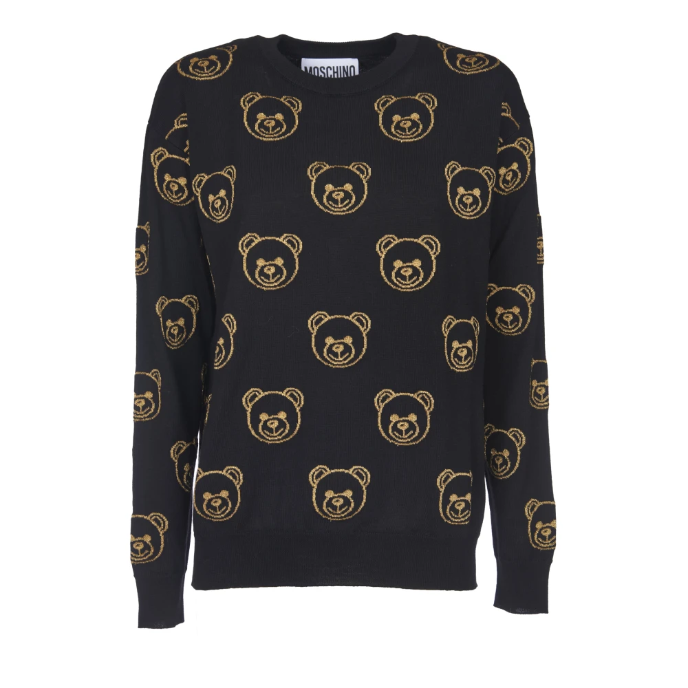 Moschino Gezellige en stijlvolle ronde hals gebreide kleding Black Dames