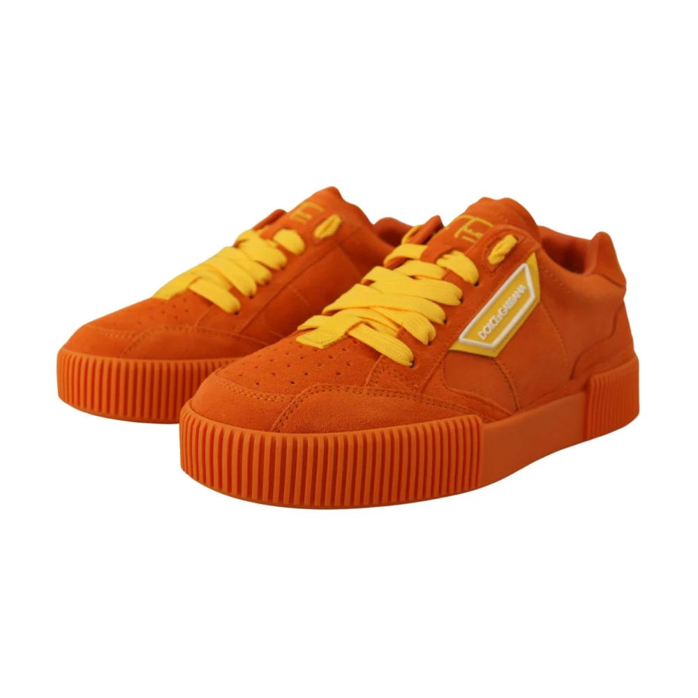 Dolce & Gabbana Orange Suede Lace Up Trainers - Female - Sneakers - Orange - 3 Uk - Shoes - Image 3