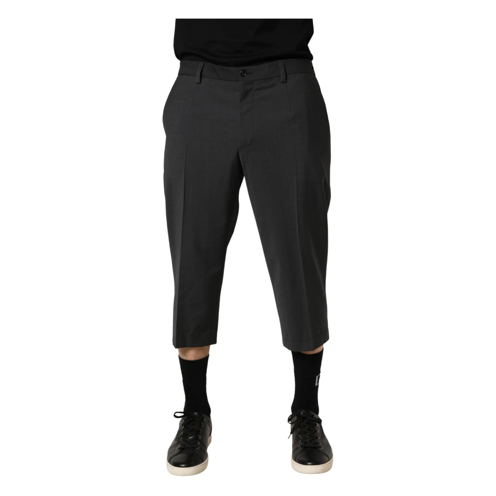 Dolce & Gabbana Men's Gray Wool Cropped Chino Trouser Trousers - Cropped Trousers - 2XL - Trousers
