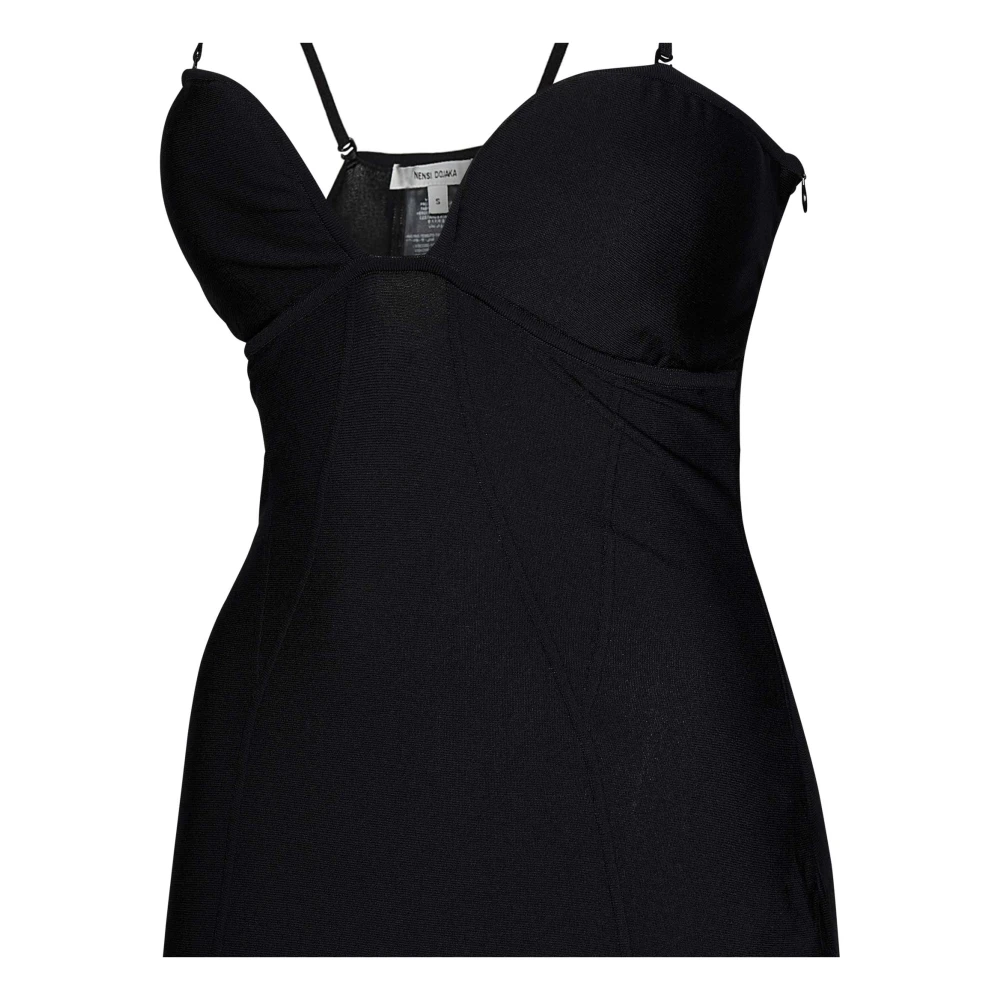 Nensi Dojaka Zwarte Uitlopende Midi Jurk Aw24 Black Dames
