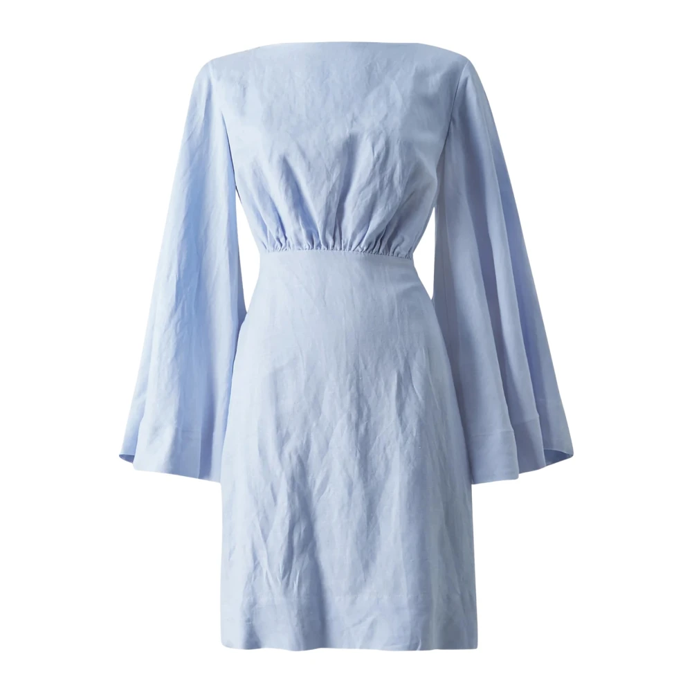 By Malina Linnen Mini Jurk met Cut-Out Blue Dames