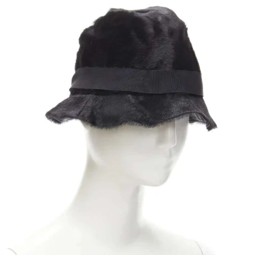 Gucci Vintage Pre-owned Leather hats Black Dames