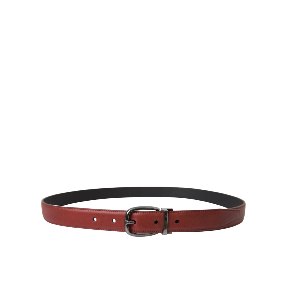 Dolce & Gabbana Bruin Leren Riem Metalen Gesp Brown Heren