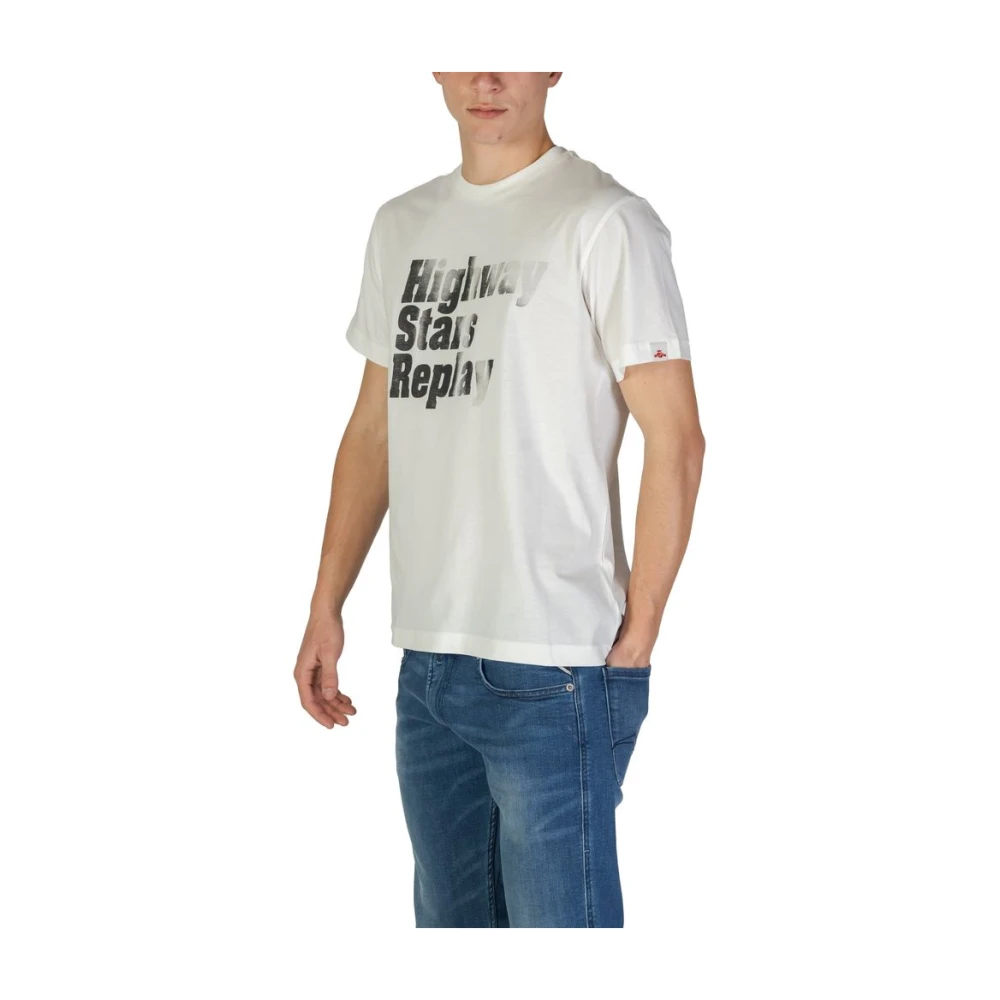 Replay Katoenen T-shirt korte mouwen lente zomer White Heren