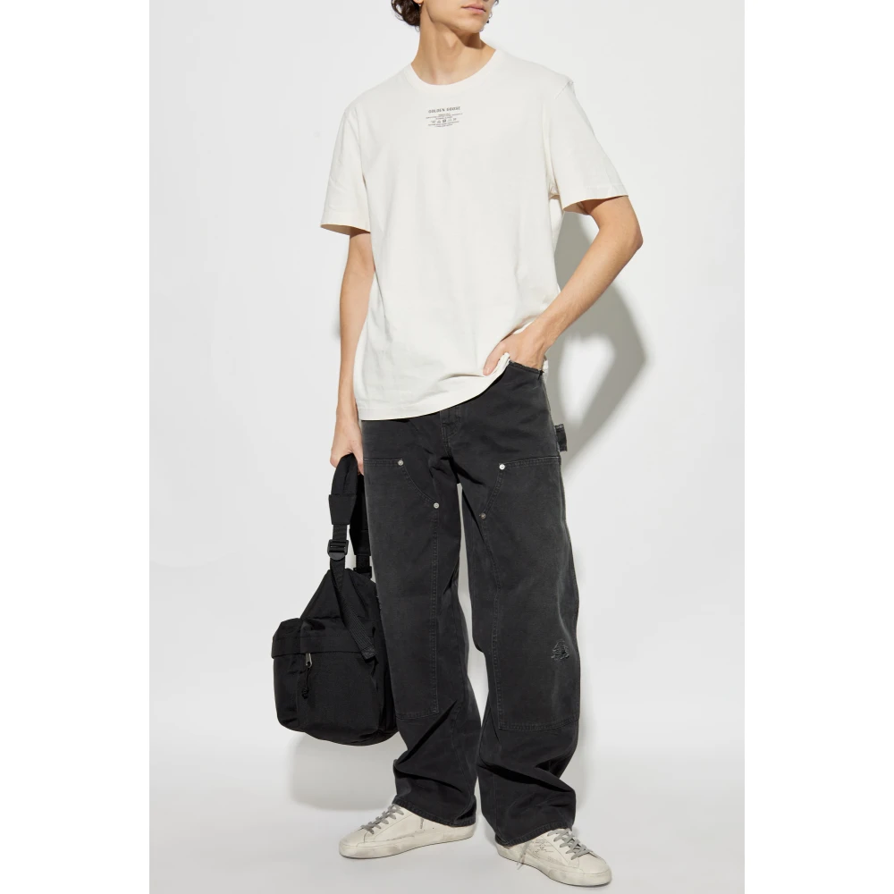 Golden Goose T-shirt met logo Beige Heren