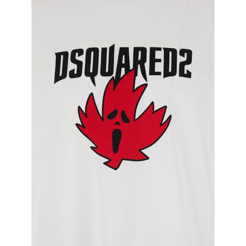 Dsquared2 Screaming Maple Print Wit T-shirt White Heren
