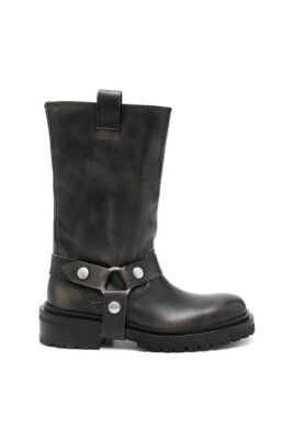 bottes-de-motard-en-cuir-noir-avec-sangle