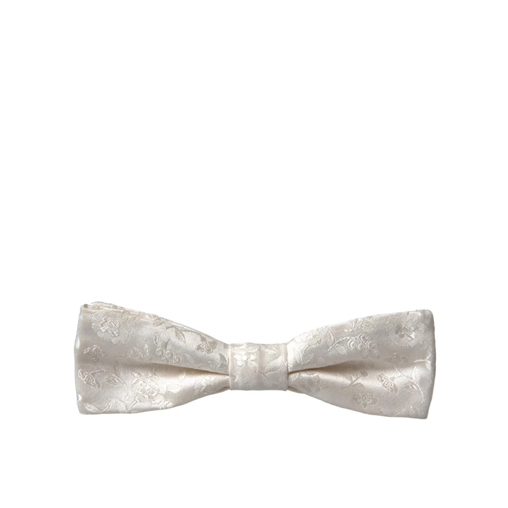 Dolce & Gabbana Bloemen Zijden Strik White Heren