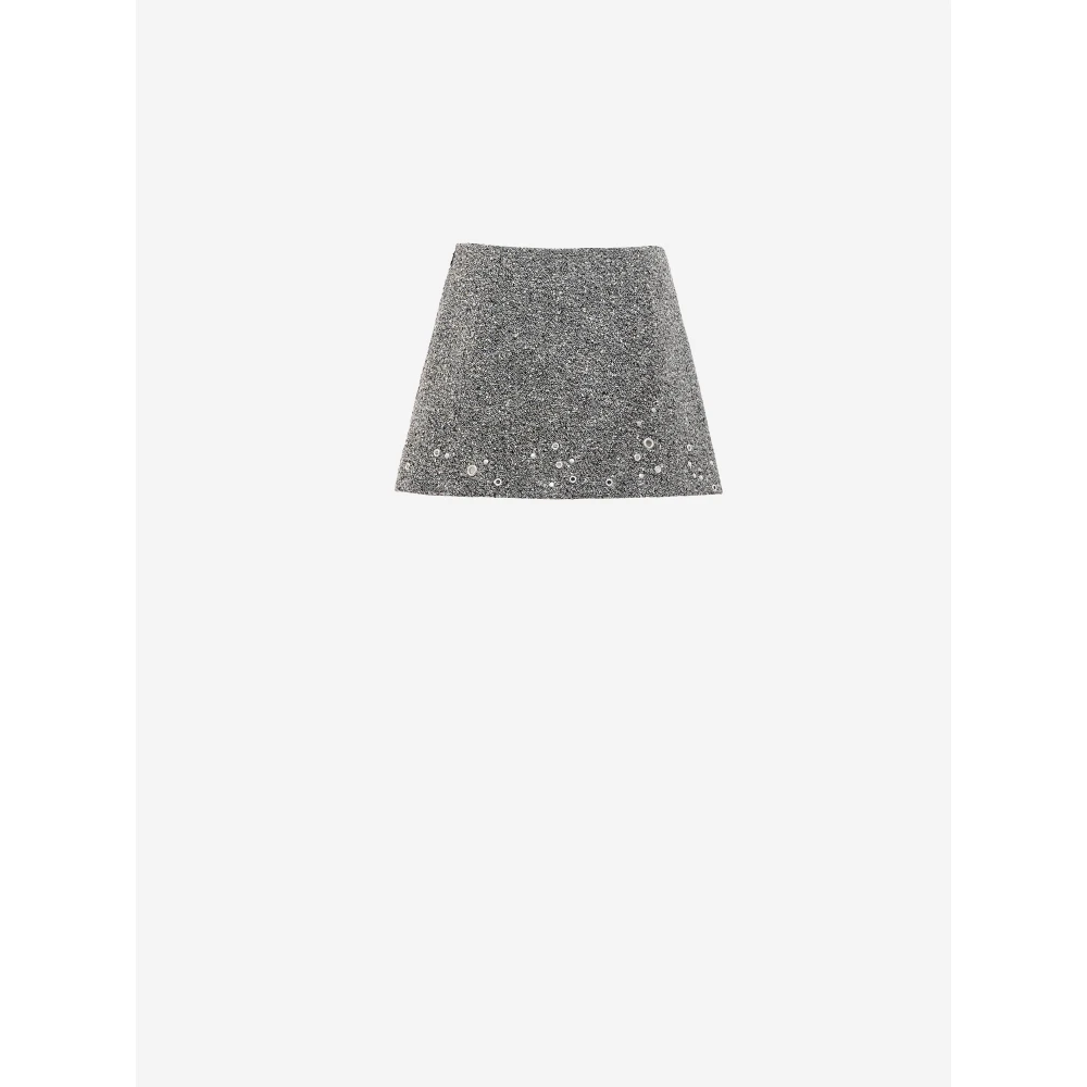 Durazzi Milano Wollen Mini Rok met Centrale Plooi Gray Dames