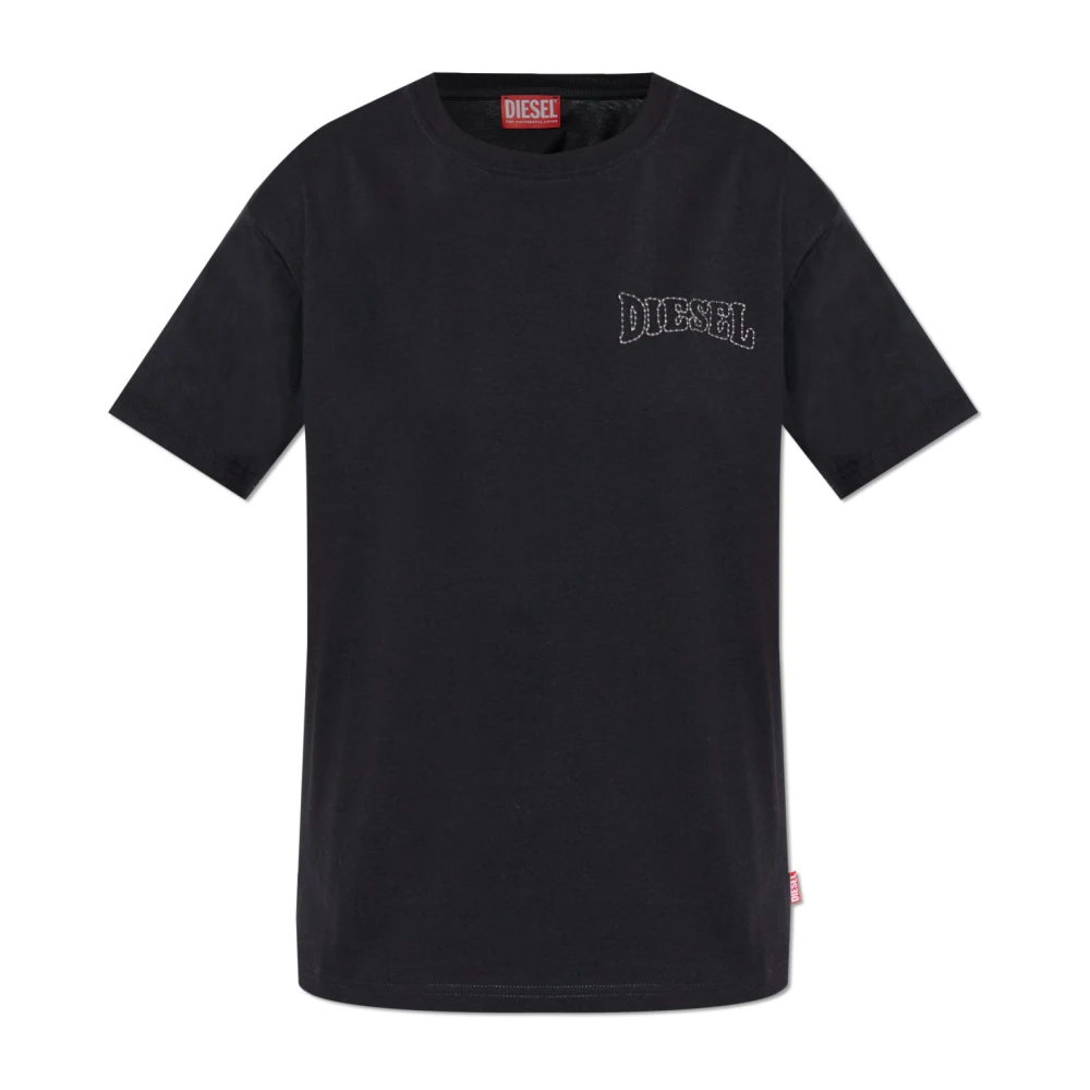 Diesel Kvinno Svart Toppar Dam, S, Bomull, T-Normy-S17 T-Shirt
