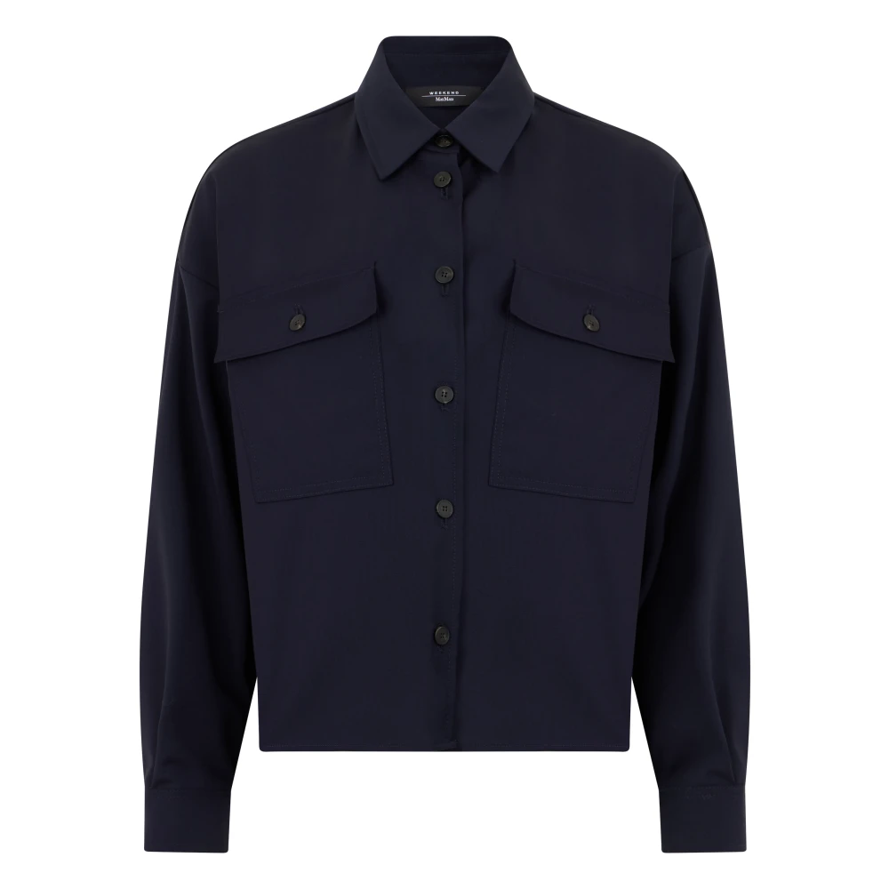 Weekend Max Mara Women's Blue Woollen Cloth Cropped Jacket - Shirts - S - Blouses & Shirts