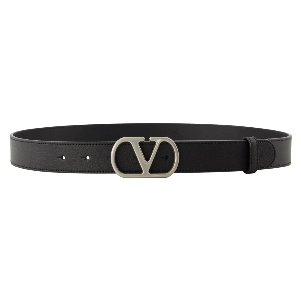 Valentino Garavani Men's Black Leather Vlogo Belt - Belts - 90 Cm - Accessories