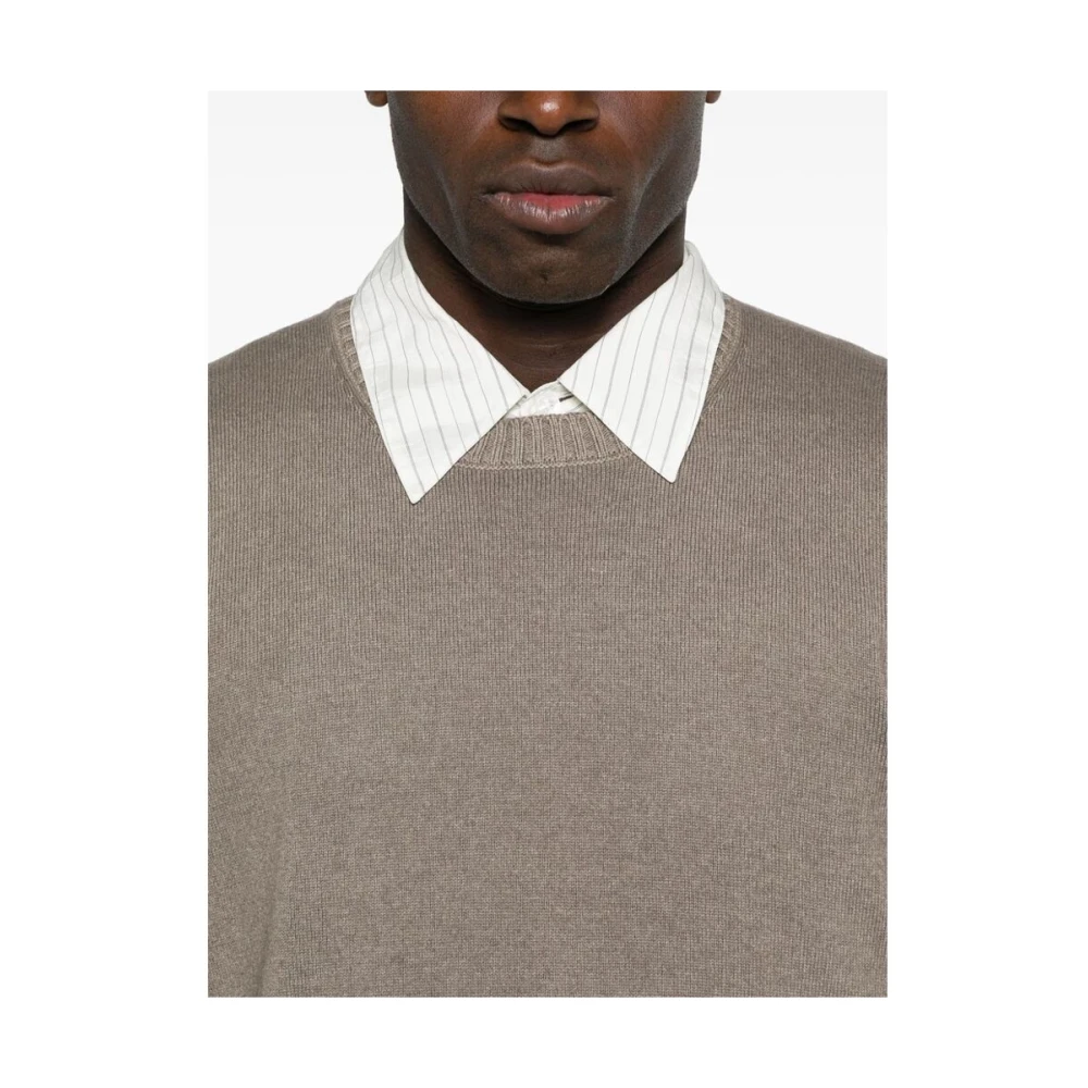 La Fileria Aarde Bruin Wol-Kasjmier Ronde Hals Sweater Brown Heren