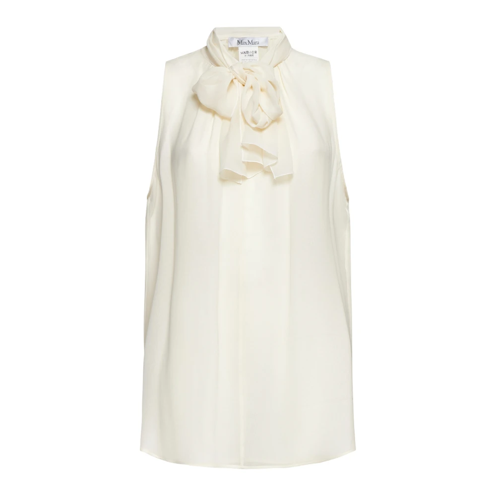 Max Mara Vanilla Zijden Georgette Strik Blouse Beige Dames