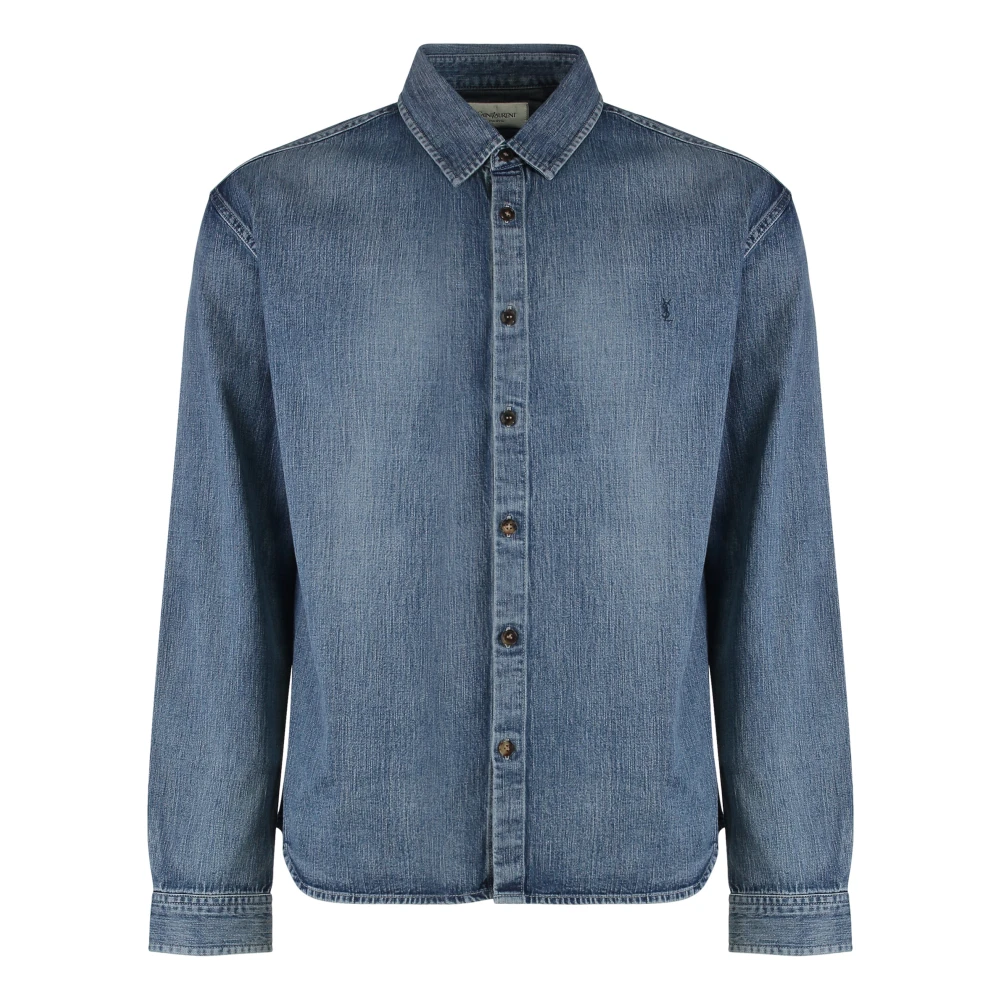 Saint Laurent Men's Blue Cassandre Denim Shirt