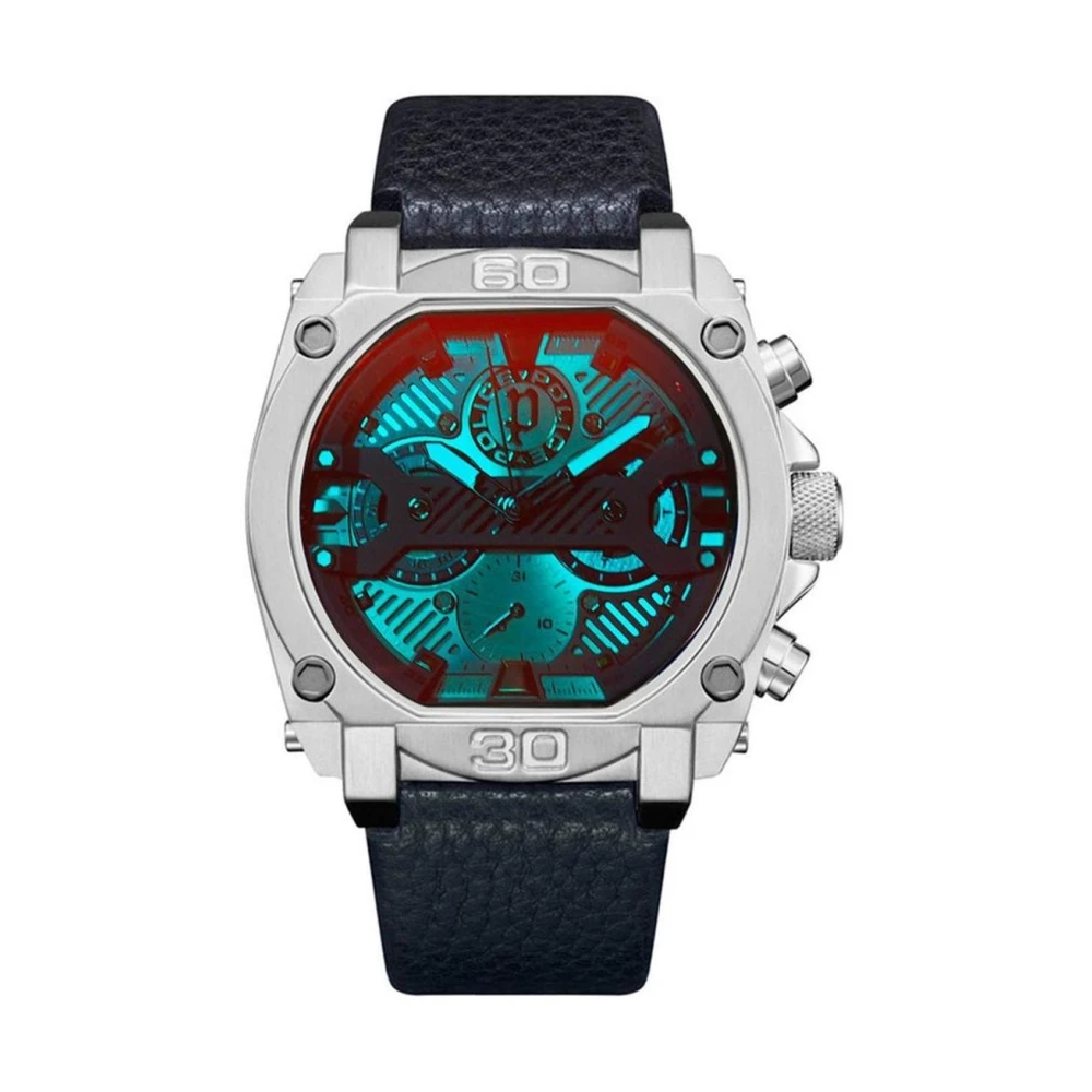 Police Men's Blue Watches, One Size, Leather Watch For Modern Man