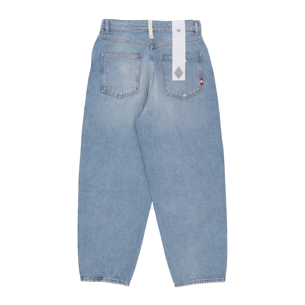 Amish Baggy Denim Jeans met Geborduurd Logo Blue Dames