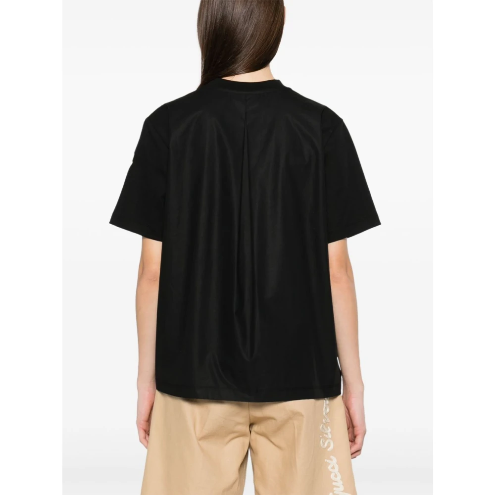 Moncler Zwarte T-shirts en Polos met Logo Patch Black Dames
