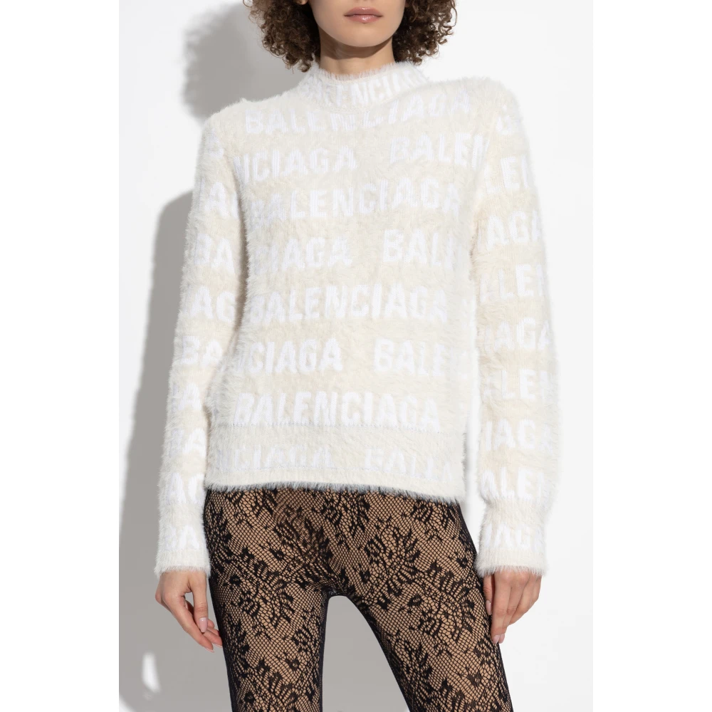 Balenciaga Monogram Sweater Beige Dames