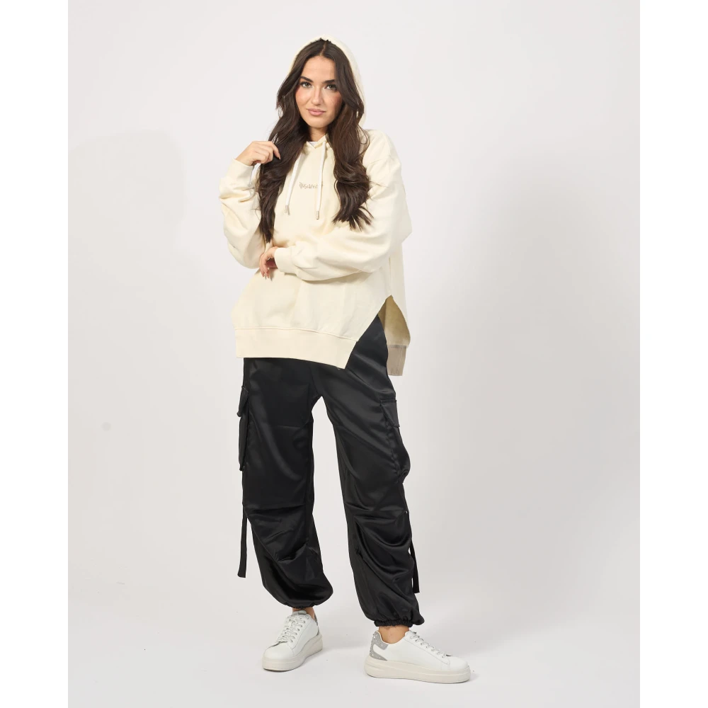 Disclaimer Hoodie met Strass Logo Beige Dames