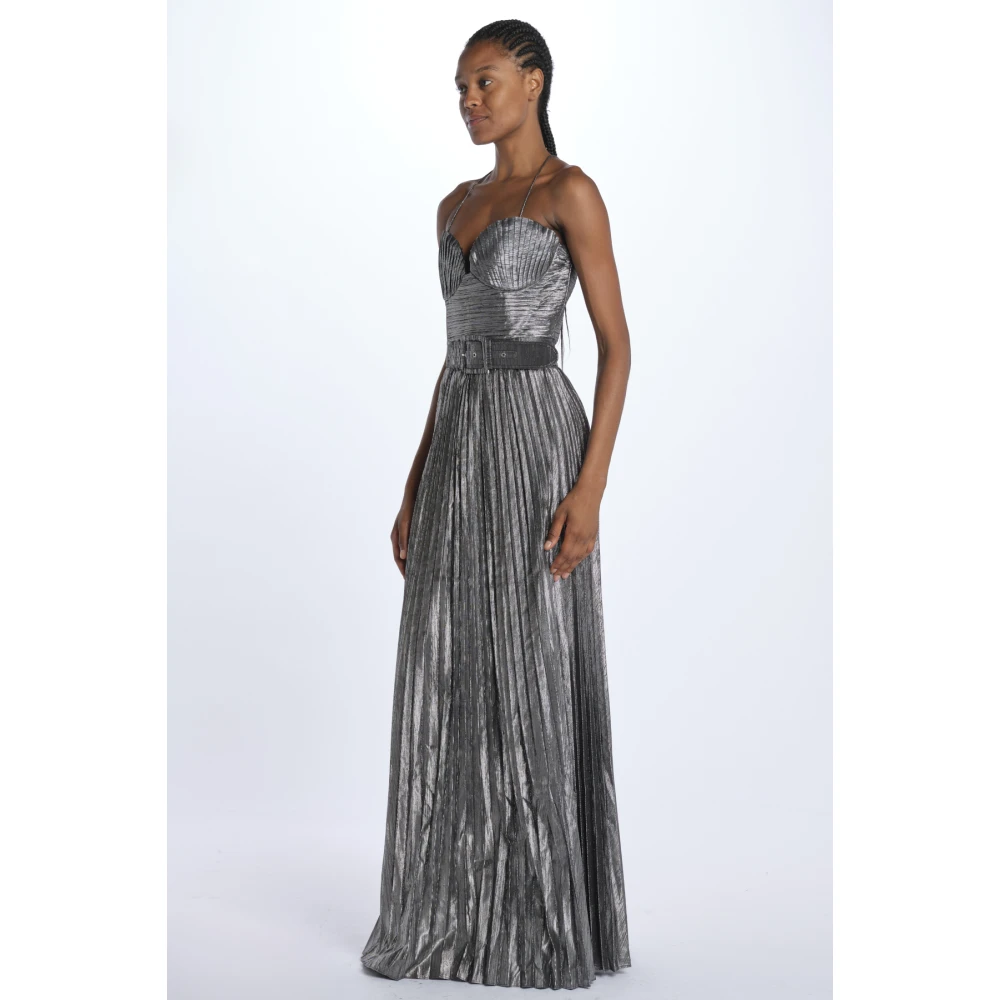 Rebecca Vallance Zilver Geplooide Lange Jurk Gray Dames