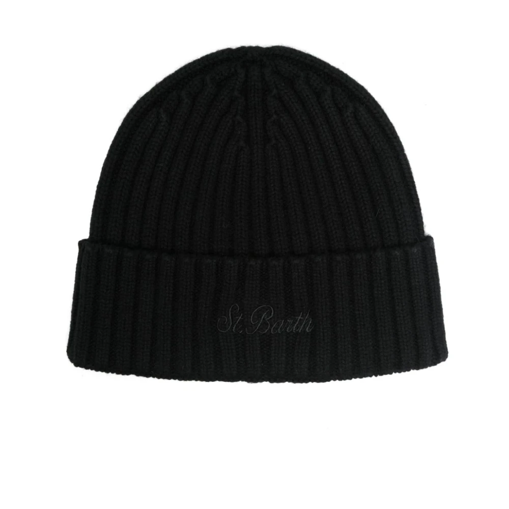 MC2 Saint Barth Zwarte visser gebreide muts met logo Black Heren