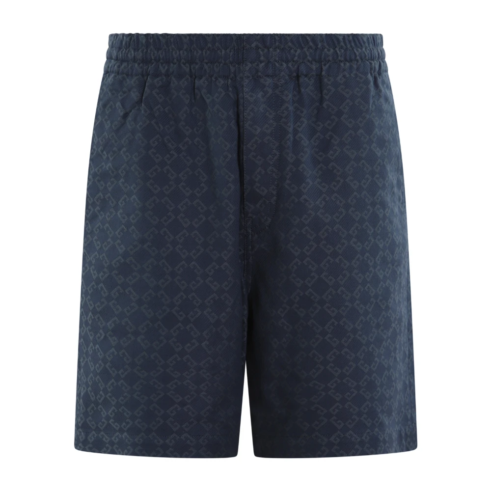 Givenchy Monogram Logo Blauwe Shorts Blue Heren