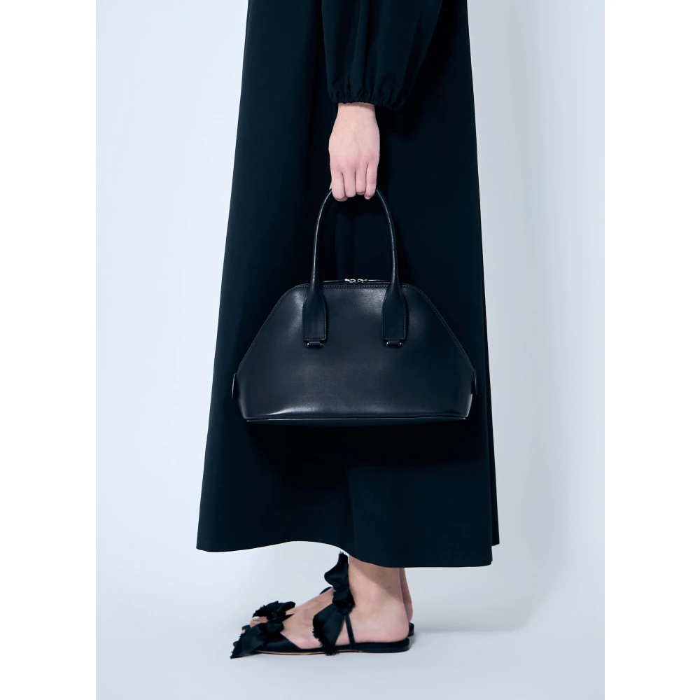 The Row Handtas van glad leer met logomotief Black Dames