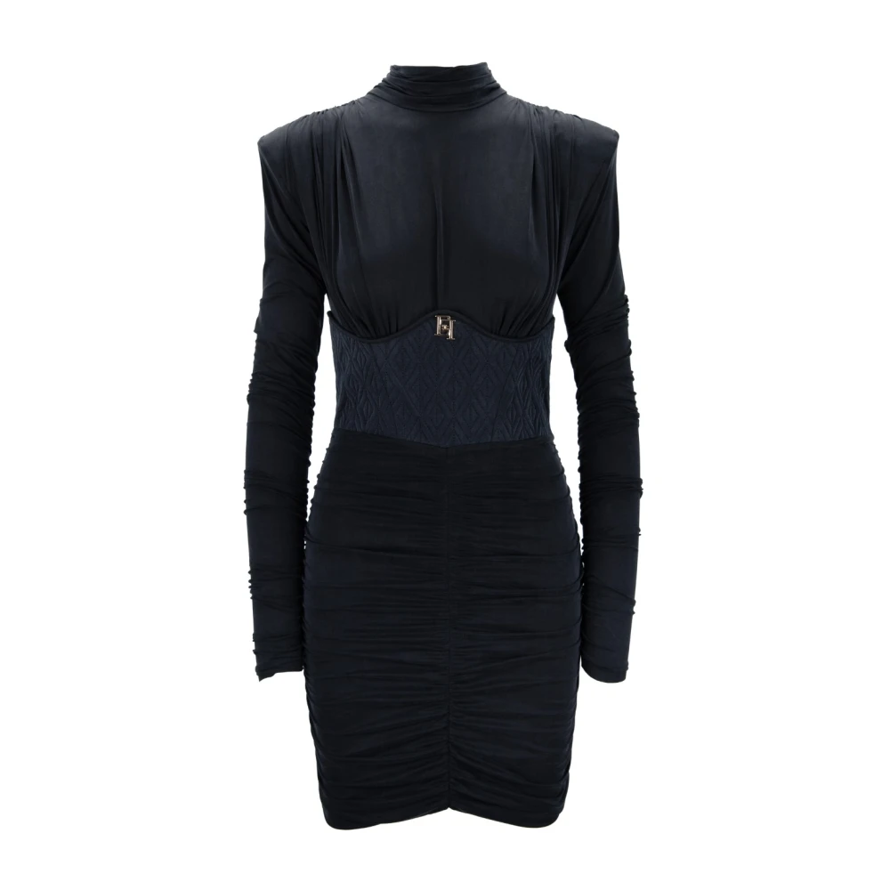 Elisabetta Franchi Korte Jurk met Hoge Kraag Black Dames